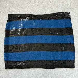 Haute Hippie Women Black and Blue Sequin Mini Skirt Sz L